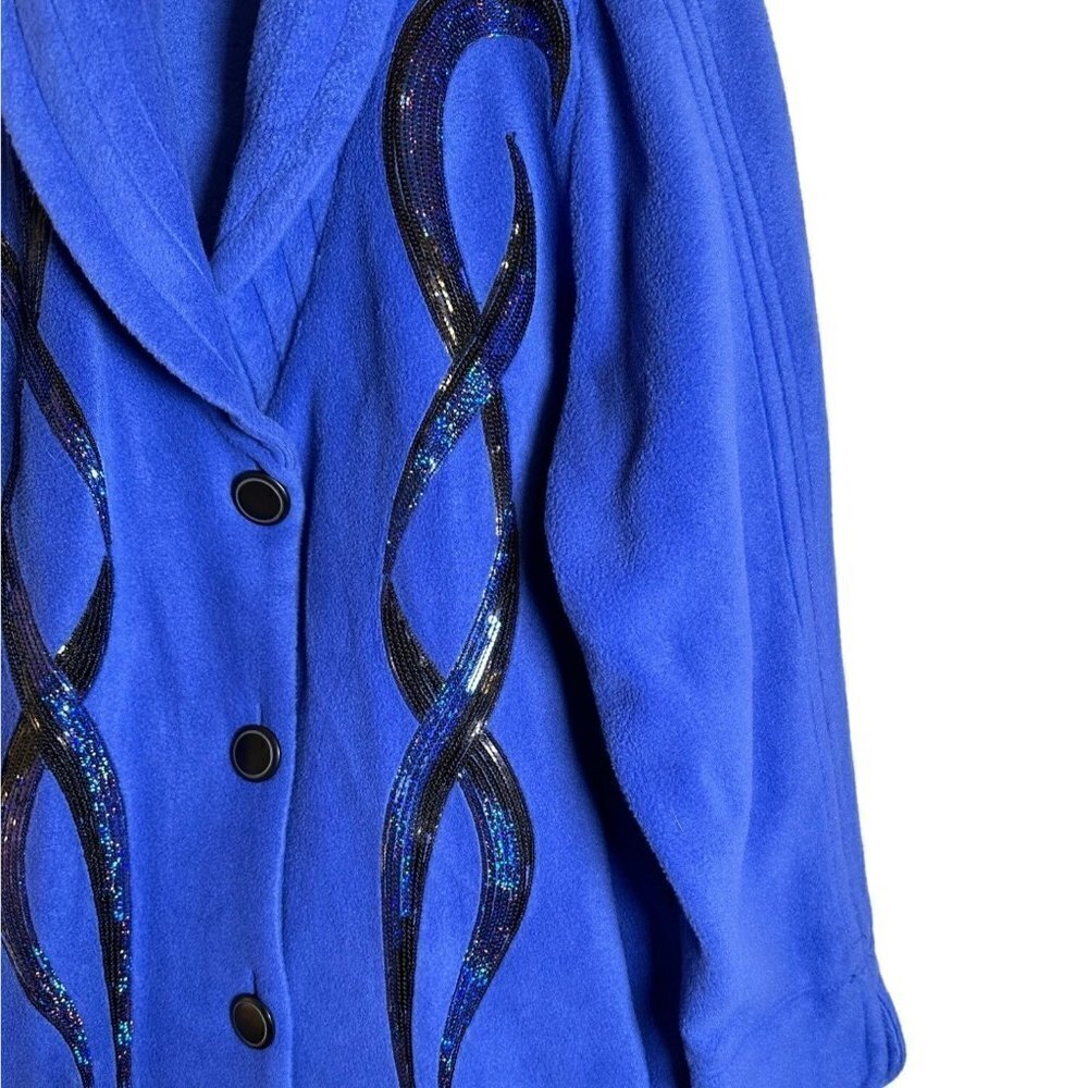 BOB Mackie's Women's Twisted Spangle Front Fleece Jacket w/Shawl Collar Size1X - Picture 3 of 12